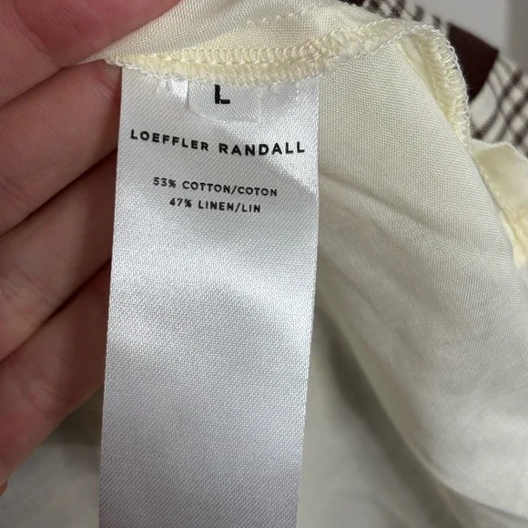 Loeffler Randall Linen Cotton Chocolate Brown Plaid Skit Set - Size L - Picture 13 of 15